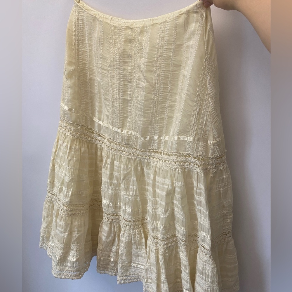 Anna Sui White frilled skirt